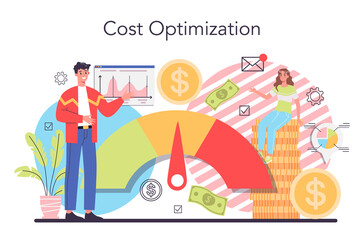 Cost optimization concept. Idea of financial and marketing strategy.