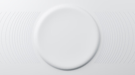 Blank white button silhouette as stylish wallpaper. 3D rendering, mock up