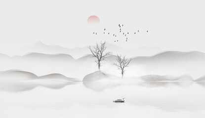 Chinese ink landscape painting