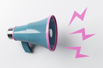 Blue and pink loudspeaker for announce on light background