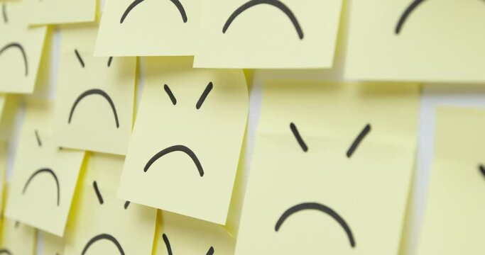 Sad stickers change to positive. The concept of changing from failure to victory and success.
