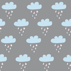 seamless pattern with clouds. digital illustration. decor for decoration. Wallpaper for the children's room. raindrops. Clip art for scrapbooking. Weather sky. texture rain - 425535953