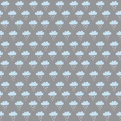 seamless pattern with clouds. digital illustration. decor for decoration. Wallpaper for the children's room. raindrops. Clip art for scrapbooking. Weather sky. texture rain - 425535979