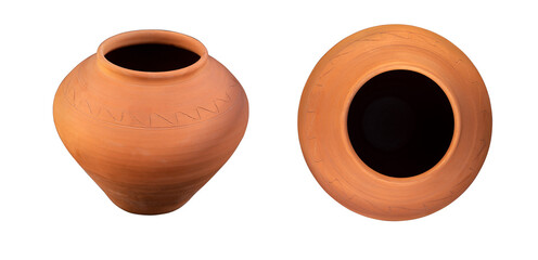 clay jug isolated on white background