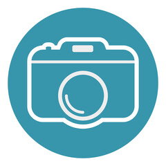 Camera icon. Blue-white camera icon. Vector, cartoon illustration. Vector.