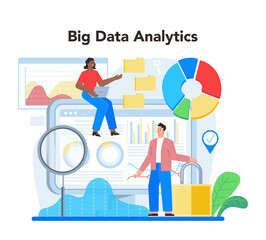 Business big data analytics concept. Chart and graph