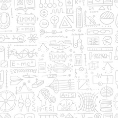 Physics icons, sign and symbols. Seamless Pattern Background for your design