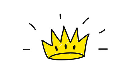 Hand-drawn crown isolated on white background. Doodle style. VIP and kings concept. Vector illustration