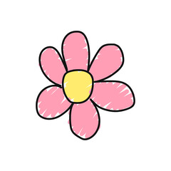 Hand-drawn flower isolated on white background. Doodle style. Beauty concept. Vector illustration