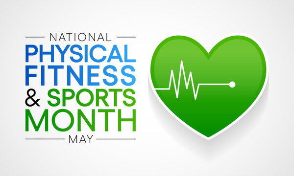 National Physical fitness and sports month observed each year in May to promote healthy lifestyles among people. vector illustration.