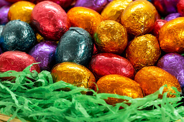 easter eggs in a basket