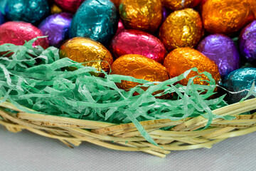easter eggs in a basket