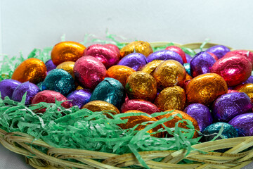 easter eggs in a basket