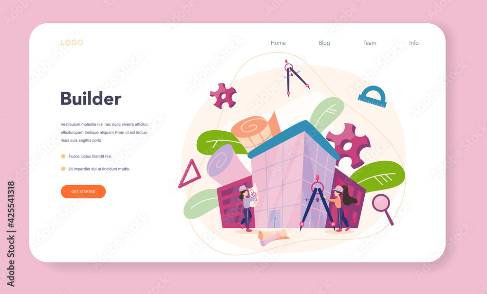 Poster architecture web banner or landing page. idea of building project