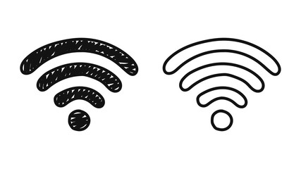 Wi-fi icons hand-drawn isolated on a white background. Internet connection concept. Vector illustration