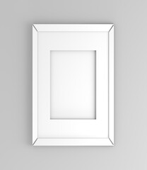 Realistic empty white frame on light background, border with shadow. 3d with mockup for project.3d illustration.