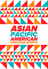 Obraz premium Asian Pacific American Heritage Month. Celebrated in May. It celebrates the culture, traditions and history of Asian Americans and Pacific Islanders in the United States. Poster, card, banner. Vector