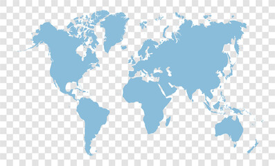 blue world map on transparent background