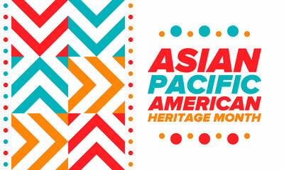 Obraz premium Asian Pacific American Heritage Month. Celebrated in May. It celebrates the culture, traditions and history of Asian Americans and Pacific Islanders in the United States. Poster, card, banner. Vector