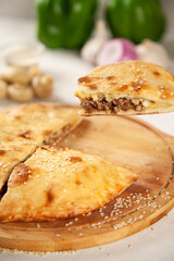 Beef cheese mushroom stuffed naan