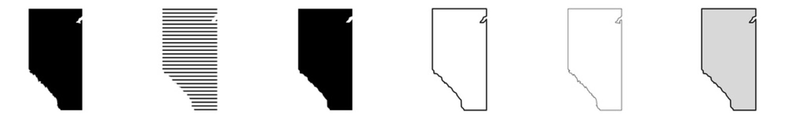 Alberta Map Black | Province Border | Canada State | Canadian | America | Transparent Isolated | Variations - obrazy, fototapety, plakaty