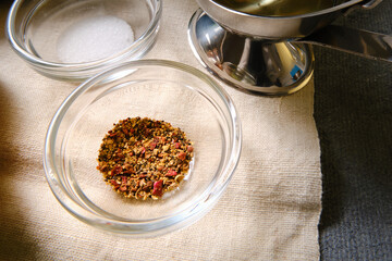 Fresh ingredients for vegetable salad on the table
