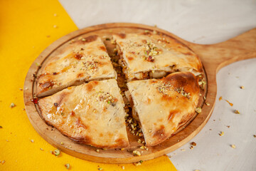 Banana caramel stuffed naan sweet dessert