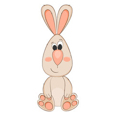 Obraz premium Cute baby bunny, rabbit sitting vector illustration. 