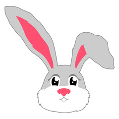 Bunny rabbit face cute cartoon animal vector isolated colorful illustration