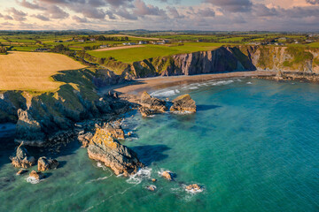Ballydowane Beach Waterford coast line waves Ireland aerial amazing scenery view