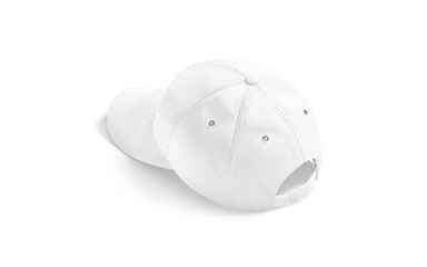 Fototapeta premium Blank white baseball cap mockup, back view
