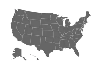 Fotobehang Grey map of United States of America on white background. Vector illustration eps 10 © Bilbo Baggins