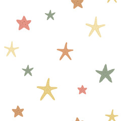 Fototapeta na wymiar Seamless marine pattern with starfish. Cute kids marine texture for fabric, wrapping, textile, wallpaper, apparel.