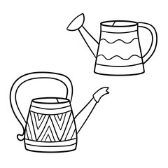 Watering cans for watering flowers, coloring page