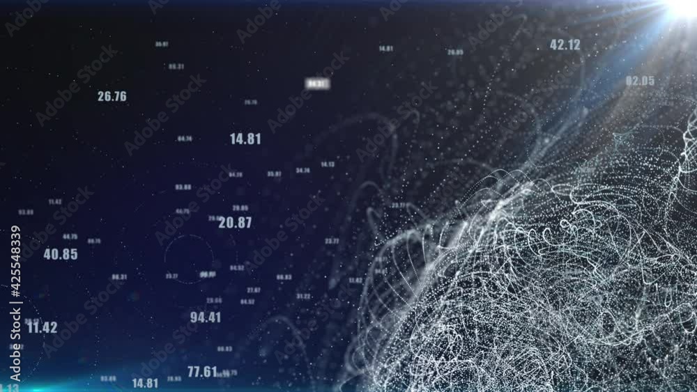 Poster White Digital Futuristic Wireframe Twist Flowing with Random Number Sampling Simulation