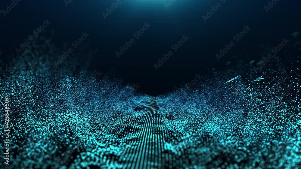 Poster 3d rendering particle flow abstract background. animation 4k resolution