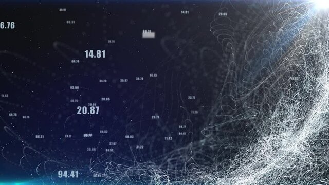 Digital Sampling Data Futuristic Element with White Net Wireframe  Liquid Flow Concept 4K Motion Background