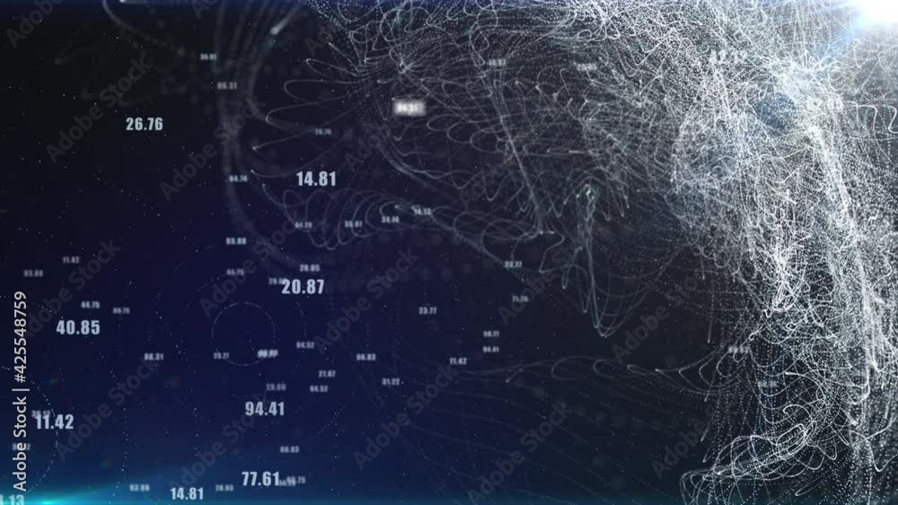 Aufkleber Technology Futuristic White Flowing Color Wave Wireframe Sampling Data Simulation