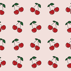 Cherry Pattern Background Vector Image