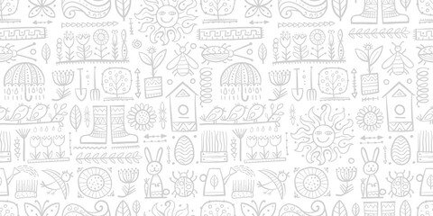 Spring and Gardening Background. Seamless Pattern for your design