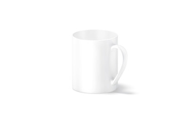 Fototapeta premium Blank ceramic 11oz mug with handle mockup stand, side view