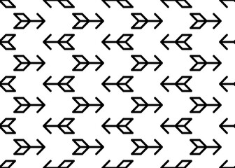 Black arrow on a white background.. Seamless texture. For gift paper and fabrics.