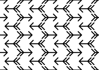 .Black arrow on a white background. Seamless texture. For gift paper and fabrics.