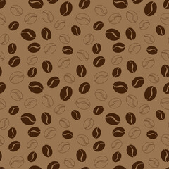 Seamless pattern with coffee beans. Vector background for cafe, bistro, restaurant menu