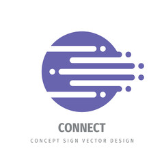 Connect business logo design. Abstract graphic sign. Digital electronic software symbol. Progress technology icon logo. Database information emblem logo. Vector illustrtion.  - 425552717