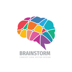 Brain - business vector logo template concept illustration. Abstrat human mind icon logo. Creative idea colorful logo sign. Infographic logo symbol. Colored design element. - 425552724