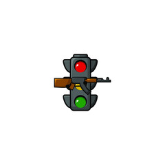 Cute Traffic Light Cartoon Character Vector Illustration Design. Outline, Cute, Funny Style. Recomended For Children Book, Cover Book, And Other.