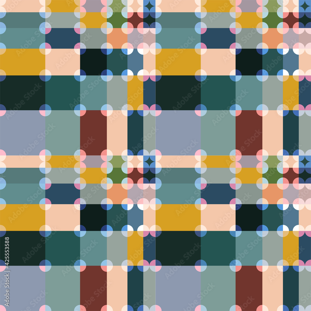 Poster Abstract mosaic geometric background. Vector seamless pattern with simple geometric shapes like squares in pastel colors. Retro scandinavian style.