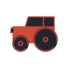 red tractor in the minimalism. flat vector
