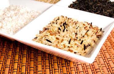 four kinds of rice in beautiful white bowl